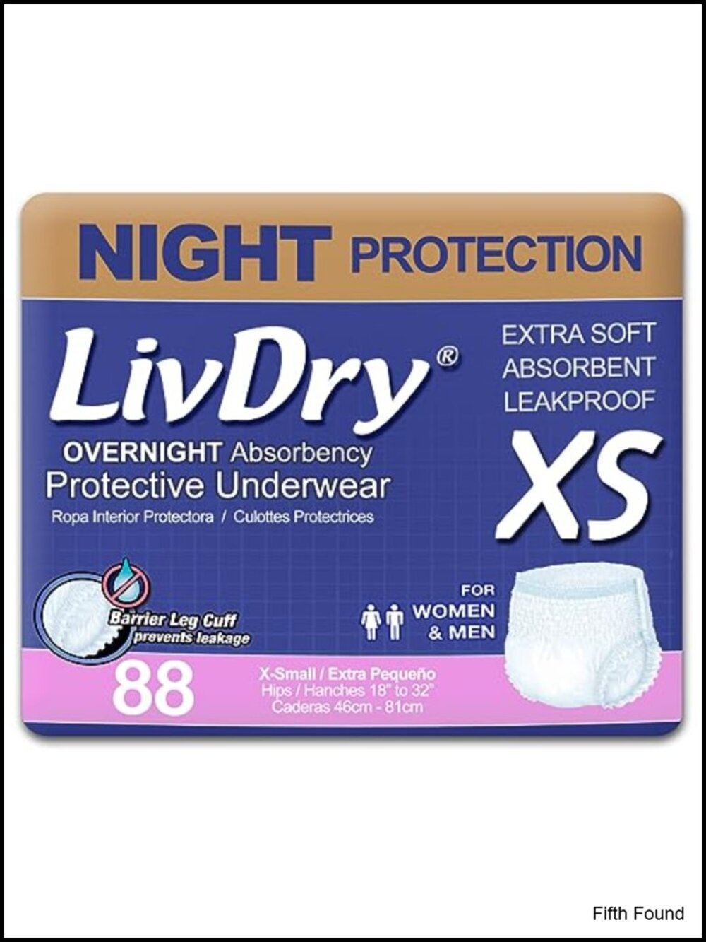 Adult Incontinence Underwear X-Small 88ct Overnight Leak Protection Unisex